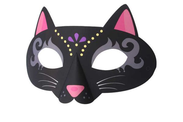 Vẽ mặt nạ mèo đen halloween
